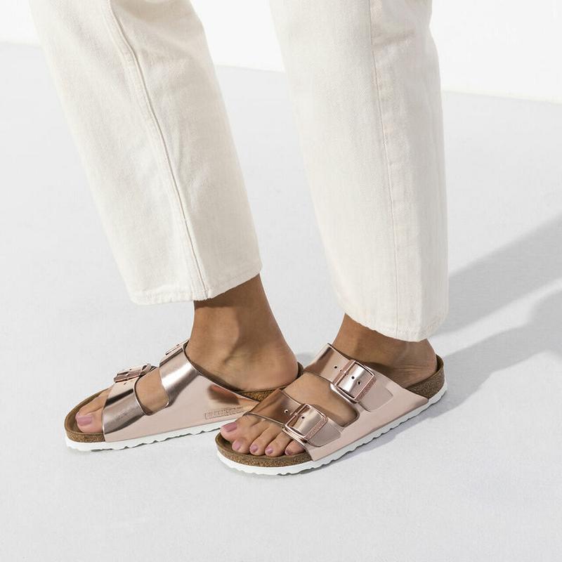 Birkenstock Soft Footbed Læder Arizona Dame Guld | DK 92NWY